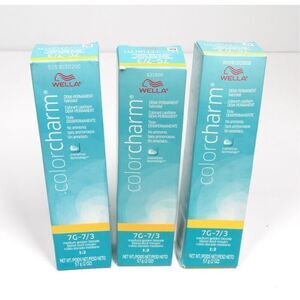 Wella Color Charm Demi Permanent Hair Color 7G-7/3 Medium Golden Blonde Set of 3